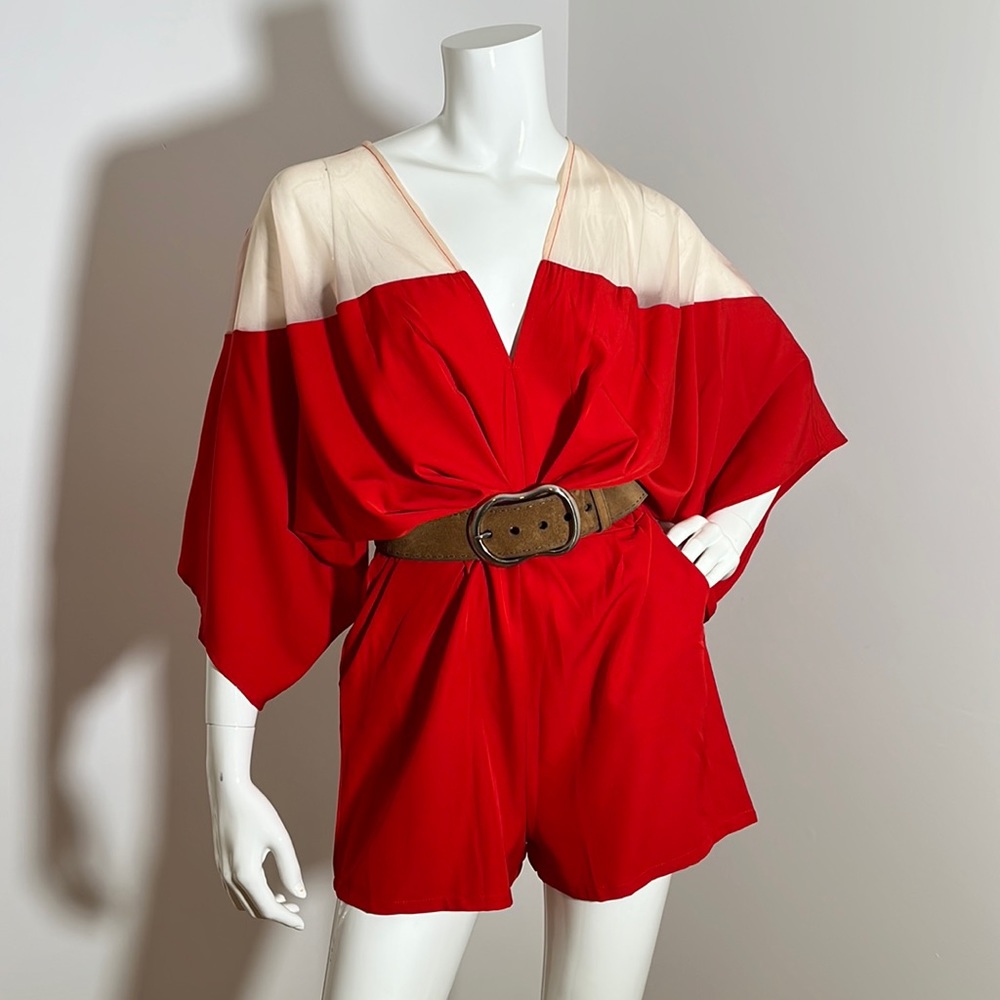 [L] RED KIMONO ROMPER GLAMAKER